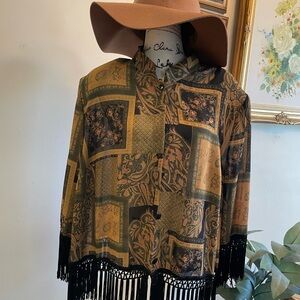 Vintage Positive Attitude Women's Fringed Top Blouse OS